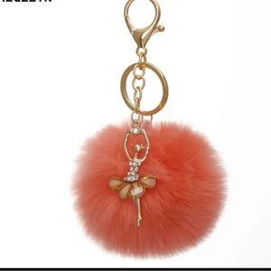 BAG CHARM KEY CHAIN BALLERINA GOLDEN ORANGE NEW